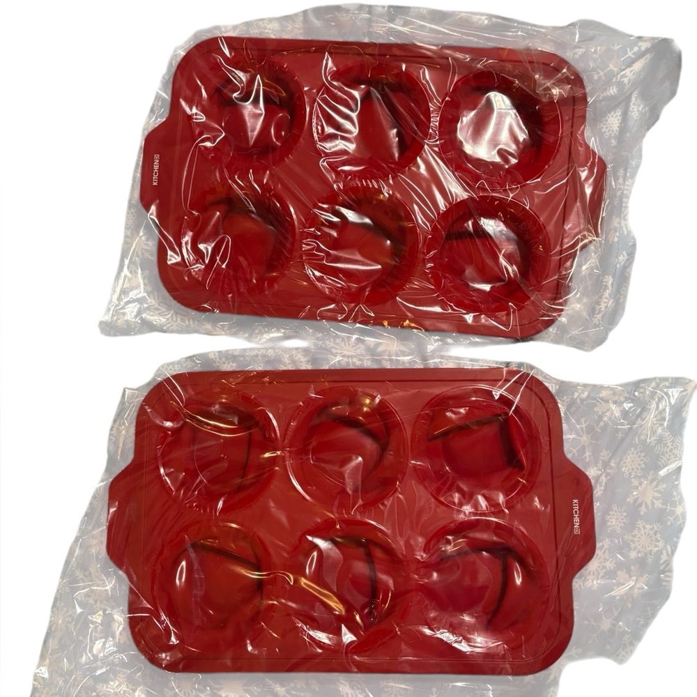 Kitchen HQ Silicone Muffin Pan Red Jumbo BPA-Free Non-Stick Cupcake Maker - Picture 3 of 7